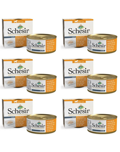 SCHESIR Nassfutter Hähnchenfilets mit Aloe in Gelee für Hunde 6x150g