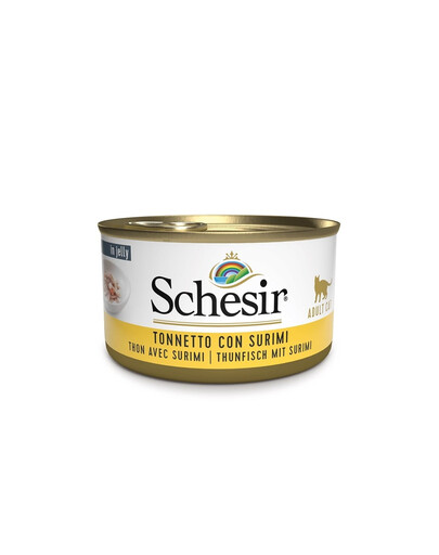 SCHESIR Nassfutter mit Thunfisch und Surimi in Gelee für Katze 6x85 g