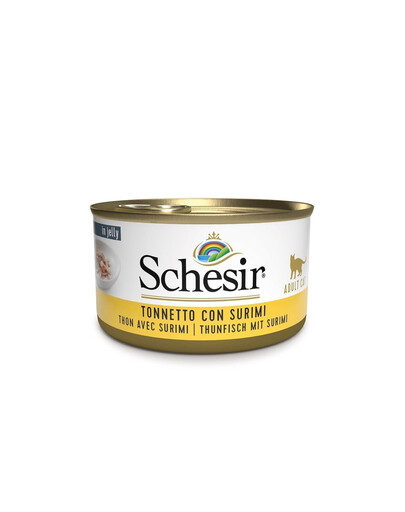 SCHESIR Nassfutter mit Thunfisch und Surimi in Gelee für Katze 12x85 g