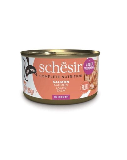 SCHESIR Nassfutter Lachs in Brühe für Katzen 12x85 g