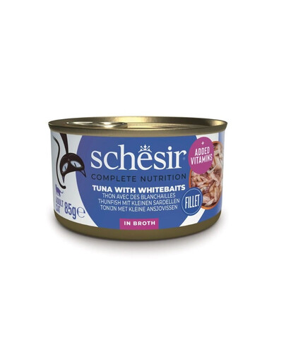 SCHESIR Nassfutter Thunfisch mit Sprotten in Brühe für Katzen 6x85 g