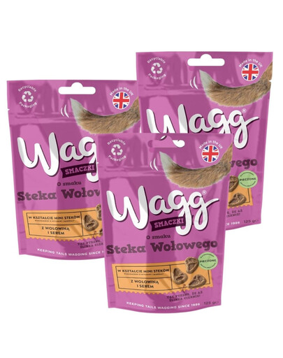 Wagg Mini Steaks mit Rind und Käse gebackene Snacks für Hunde 3x125g