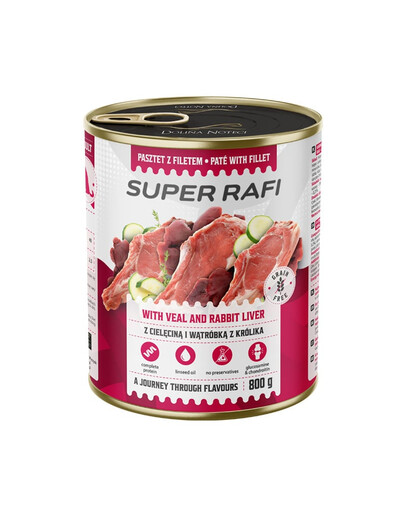 RAFI Super z cielęciną i wątróbką z królika 800g pasztet dla psów