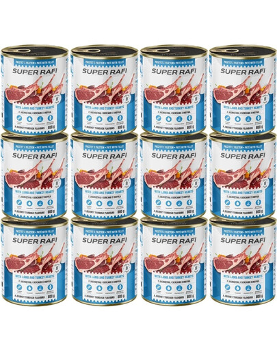 RAFI Super z jagnięciną i sercami z indyka12x800g pasztet dla psów