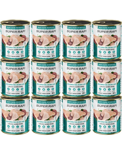 RAFI Super z perliczką i wątróbką wołową 12x800g pasztet dla psów 