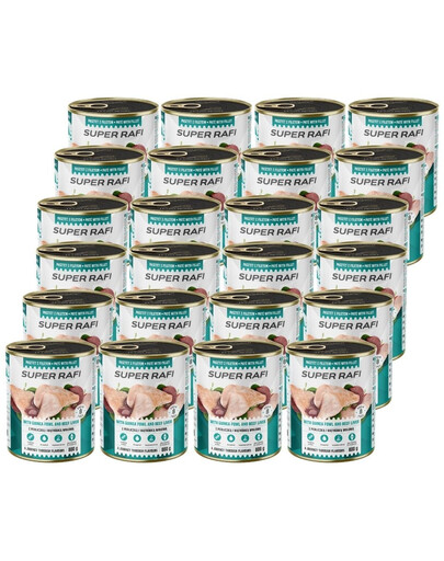 RAFI Super z perliczką i wątróbką wołową 24x800g pasztet dla psów 