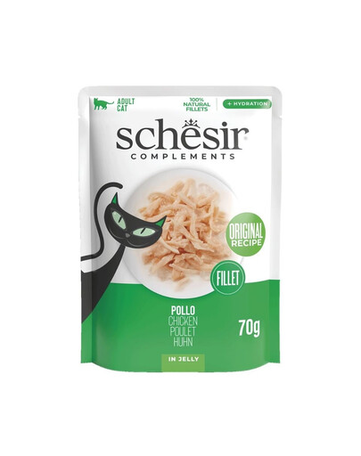 SCHESIR Complements Nassfutter Huhn in Gelee für adulte Katzen 70 g
