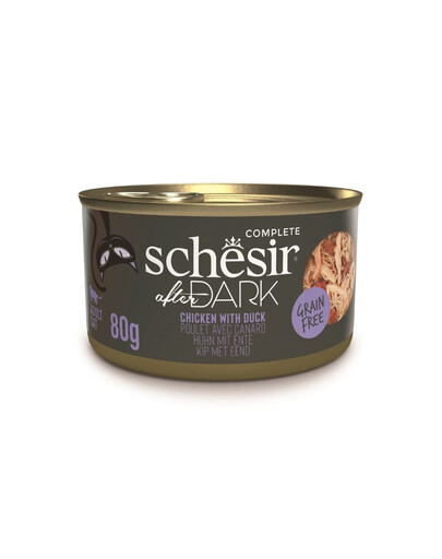 SCHESIR After Dark Nassfutter Huhn mit Ente in Brühe für Katzen getreidefrei 80 g