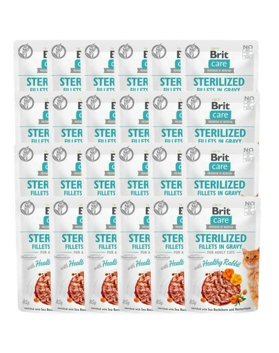 Care Sterilised Fillets in gravy 24 x 85 g królika w sosie dla kotów kastrowanych