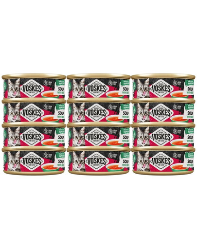 VOSKES Nassfutter Suppe mit Rind für Katzen getreidefrei 12x50 g