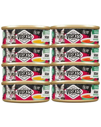 VOSKES Soup Mix Geschmacks Suppe mit Rind und Huhn für Katzen 8x50g