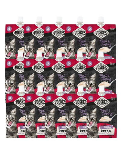 VOSKES Treat&Topping cremiger Snack mit Thunfisch und Makrele für Katzen getreidefrei 15x90 g
