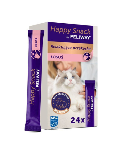 FELIWAY Happy Snack Salmon 24x15 g z łososiem, relaksująca przekąska dla wszystkich kotów