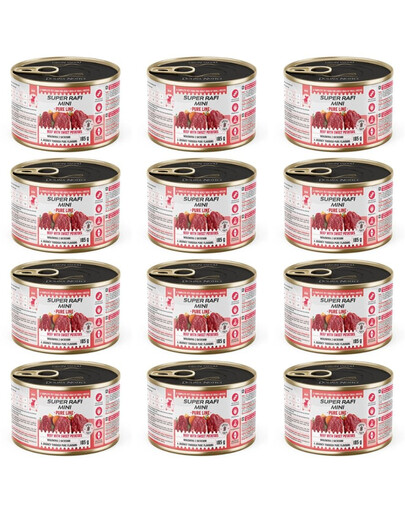 SUPER RAFI Mini Pure Line Nassfutter mit Rind und Süßkartoffeln für adulte kleine Hunderassen 12x185g