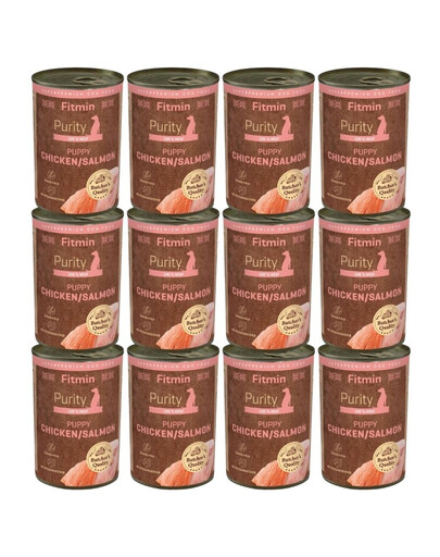 FITMIN Purity Puppy Chicken with Salmon 12x400 g kurczak z łososiem, karma mokra dla szczeniąt