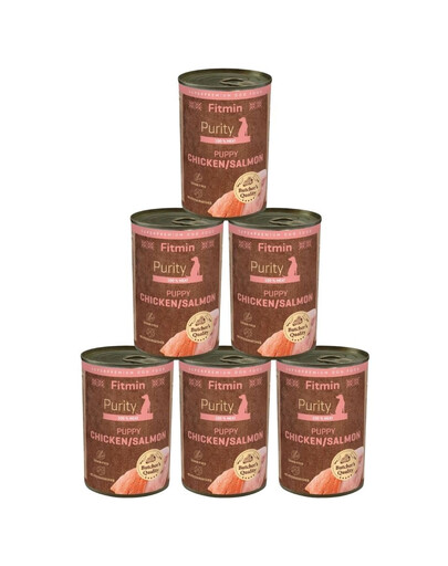 FITMIN Purity Puppy Chicken with Salmon 6x400 g kurczak z łososiem, karma mokra dla szczeniąt