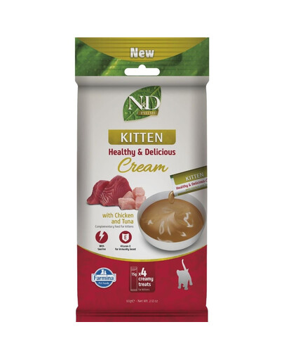 FARMINA N&D Prime cremiger Snack mit Huhn und Thunfisch für Kätzchen 60 g