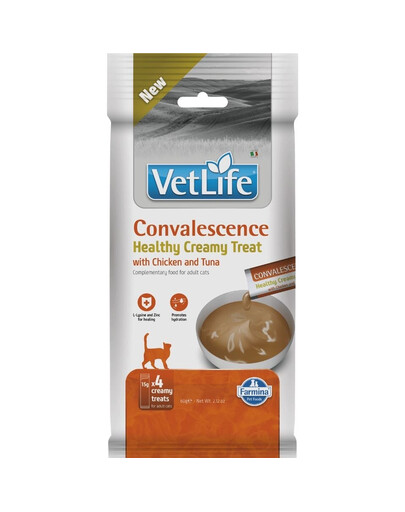 FARMINA Vet Life Cat Convalescence cremiger Snack mit Huhn und Thunfisch für Katzen zur Unterstützung der Regeneration des Körpers 60g