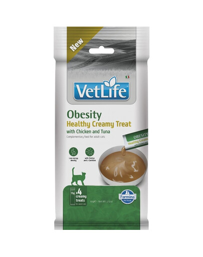 FARMINA Vet Life Cat Obesity cremiger Snack mit Huhn und Thunfisch für übergewichtige Katzen 60g