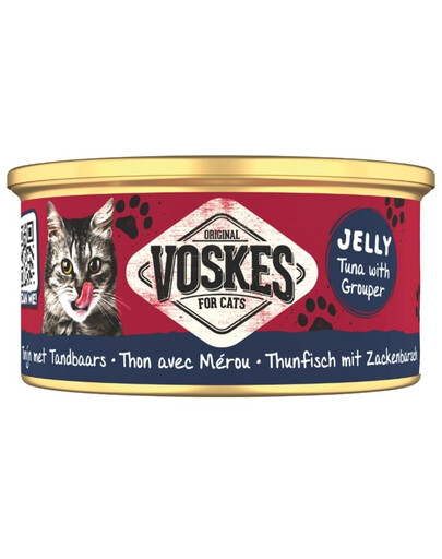 VOSKES Jelly Tuna with Grouper Nassfutter mit Thunfisch und Zackenbarsch in Gelee für Katzen 85g