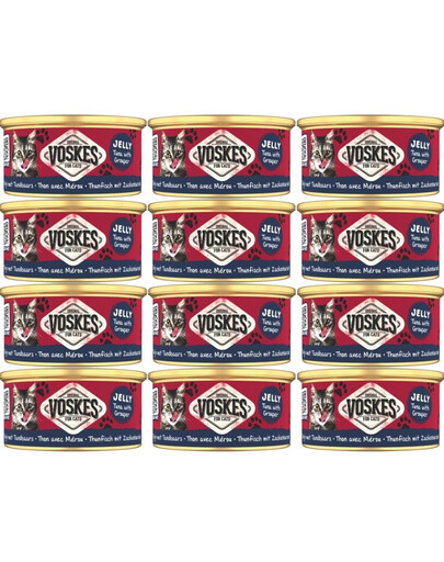 VOSKES Jelly Tuna with Grouper Nassfutter mit Thunfisch und Zackenbarsch in Gelee für Katzen 12x85 g