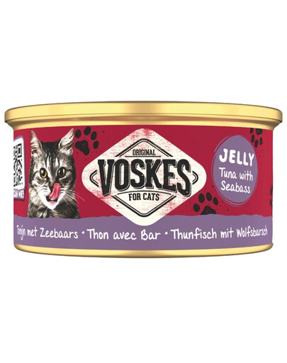 VOSKES Nassfutter mit Thunfisch und Seebarsch in Gelee für Katzen 85g