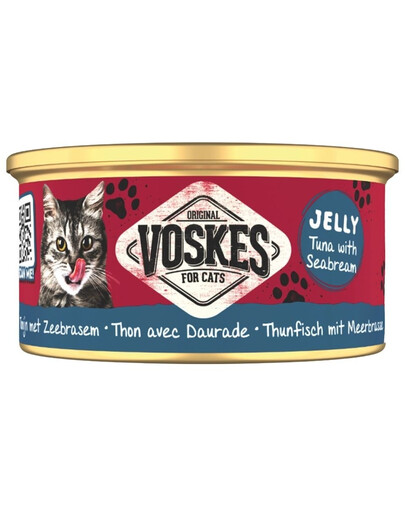VOSKES Nassfutter mit Thunfisch und Dorade in Gelee für Katzen 85g