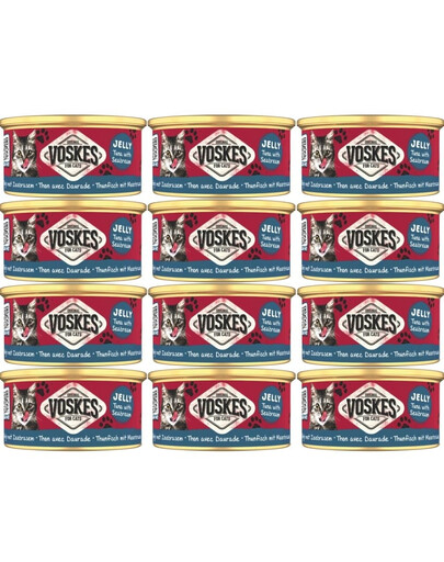 VOSKES Nassfutter mit Thunfisch und Dorade in Gelee für Katzen 12x85 g
