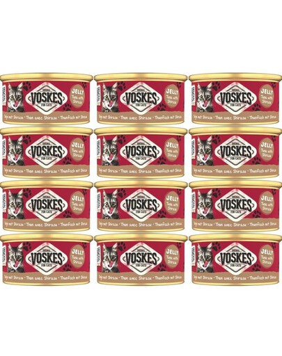 VOSKES Nassfutter mit Thunfisch und Sardelle in Gelee für Katzen 12x85 g
