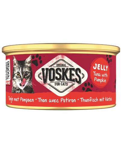 VOSKES Nassfutter mit Thunfisch und Kürbis in Gelee für Katzen 85g