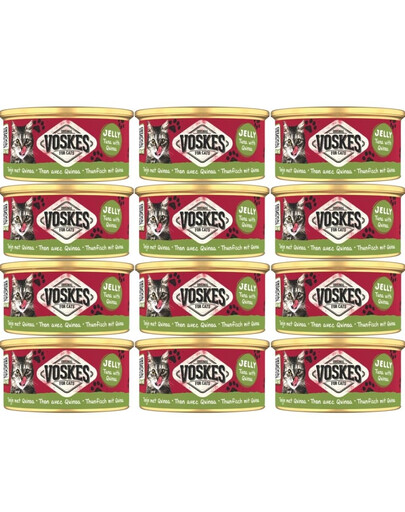 VOSKES Nassfutter mit Thunfisch und Quinoa in Gelee für Katzen 12x85 g