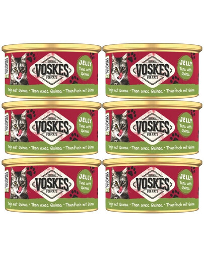 VOSKES Nassfutter mit Thunfisch und Quinoa in Gelee für Katzen 6x85 g