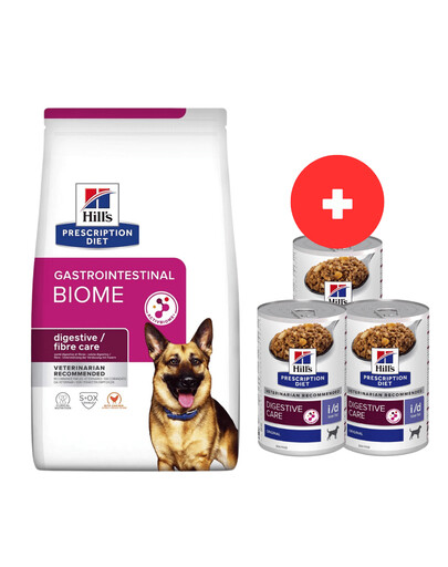 HILL'S Prescription Diet Canine GI Biome Hundefutter für Hunde mit gastrointestinalen Störungen 10 kg + 3 Dosen GRATIS