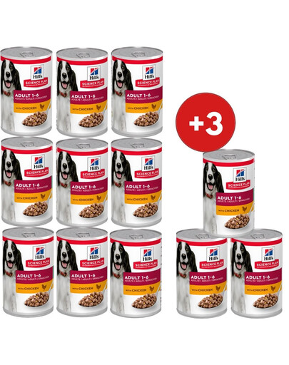 HILL'S Science Plan Canine Adult Chicken 370 g dla dorosłych psów z kurczakiem 9+3 GRATIS