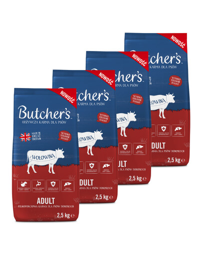 Butcher's Trockenfutter mit Rind für adulte Hunde aller Rassen 4 x 2,5kg