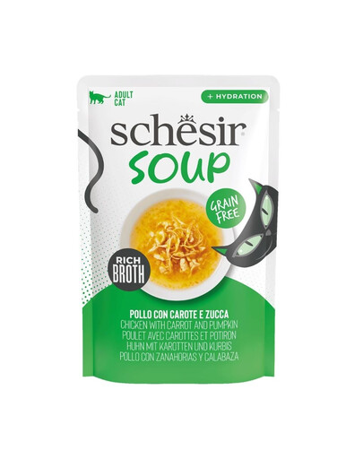 SCHESIR Soup Huhn mit Kürbis Suppe für Katzen getreidefrei 40 g