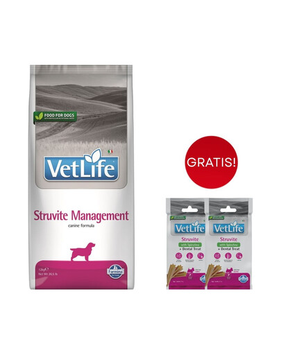 FARMINA Vet Life Struvite Management 12 kg + Snacks Dental Treat Struvite Mini 2x60 g GRATIS!