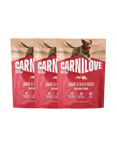 CARNILOVE Active Trockenfutter Lamm und Wildschwein für adulte Hunde getreidefrei 3x1,5 kg