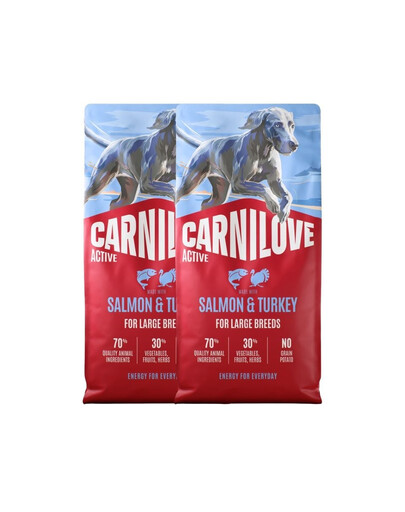 CARNILOVE Active Adult Large Breeds mit Lachs und Pute für adulte Hunde großer Rassen getreidefrei 2x12 kg