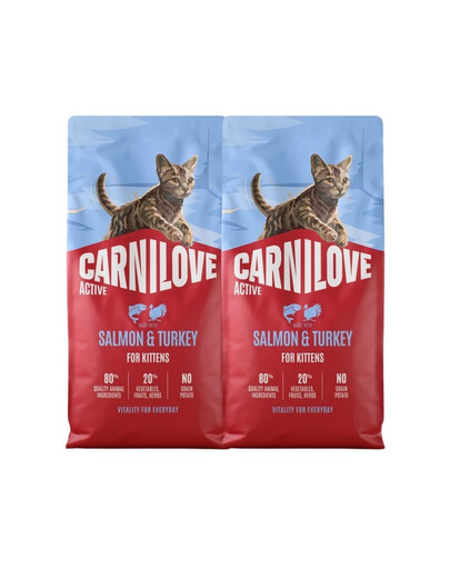 CARNILOVE Active Trockenfutter mit Lachs und Pute für Kätzchen aller Rassen getreidefrei 2x6 kg