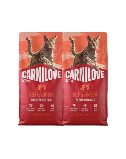CARNILOVE Active Sterilised Trockenfutter Rind und Wild für sterilisierten Katzen 2x6 kg