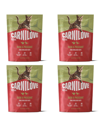 CARNILOVE Active Sterilised Trockenfutter Ente und Fasan für sterilisierten Katzen getreidefrei 4x400g