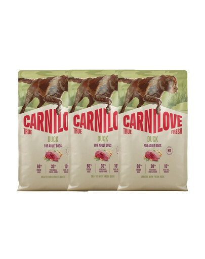 CARNILOVE True Fresh Dog Duck Adult 3x4 kg sucha karma ze świeżą kaczką dla dorosłych psów