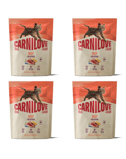 CARNILOVE True Fresh Kitten Trockenfutter mit Rind für Kätzchen aller Rassen getreidefrei 4x400 g