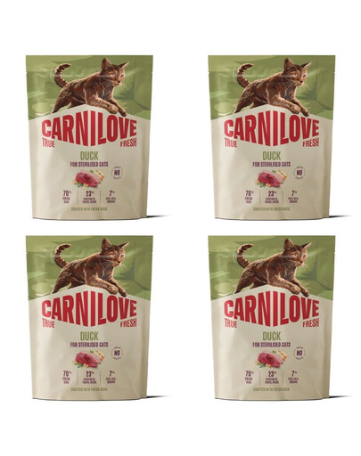 CARNILOVE True Fresh Sterilised Trockenfutter mit Ente für kastrierte Katzen getreidefrei 4x400g