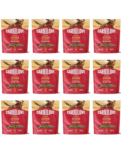 CARNILOVE Crunchy Snack mit Strauß und Brombeeren für adulte Hunde knusprig getreidefrei 12x200g