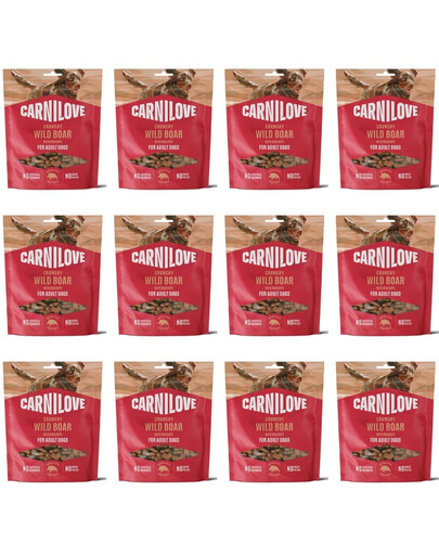 CARNILOVE Crunchy Snack mit Wildschwein und Wildrose für adulte Hunde knusprig getreidefrei 12x200g