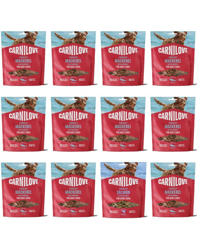 CARNILOVE Crunchy Snack mit Makrele und Himbeeren für adulte Hunde knusprig getreidefrei 12x200g