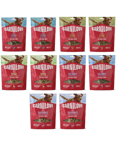 CARNILOVE Dog Soft Mix smaków 10x200g miękkie przysmaki dla dorosłych psów