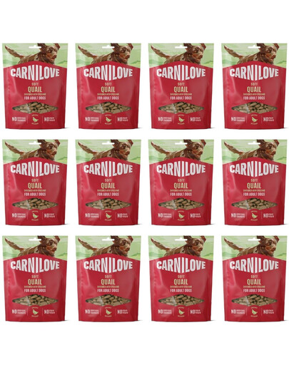 CARNILOVE Dog Soft Snack Quail 12x200g miękkie przysmaki z przepiórką dla dorosłych psów